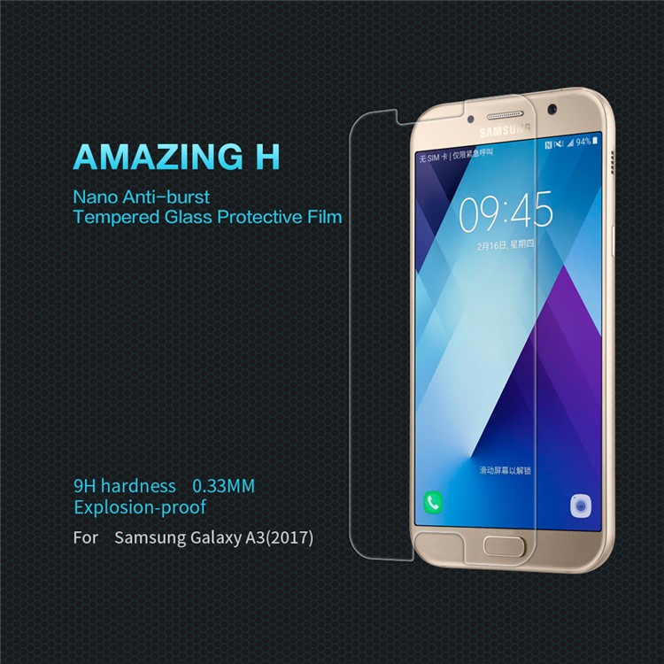 NILLKIN Amazing H Tempered Glass Screen Protector for Samsung Galaxy A3 (2017), Anti-explosion 9H-1