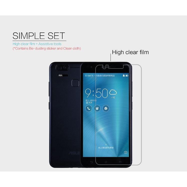 NILLKIN Crystal Clear Anti-fingerprint Screen Protector Film Cover for Asus Zenfone 3 Zoom ZE553KL-6