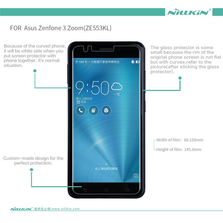 NILLKIN Anti-scratch Matte Screen Protector Shield Film for Asus Zenfone 3 Zoom ZE553KL-8