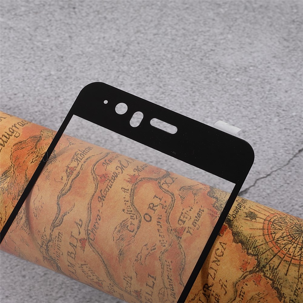 For Huawei P10 Silk Print Full Screen Cover Mobile Tempered Glass Protector Film - Black-4