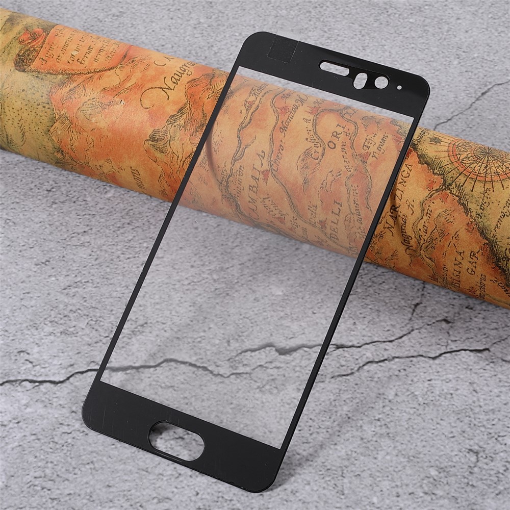 For Huawei P10 Silk Print Full Screen Cover Mobile Tempered Glass Protector Film - Black-6