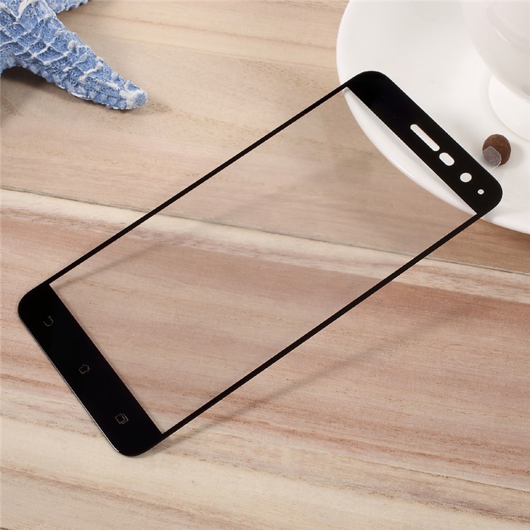 For Asus Zenfone 3 ZE520KL Silk Print Full Cover Tempered Glass Screen Protector Film - Black-1