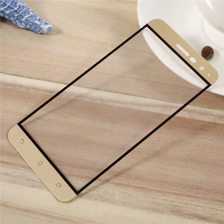 Silk Print Full Cover Mobile Tempered Glass Screen Protector for Asus Zenfone 3 ZE520KL - Gold-1