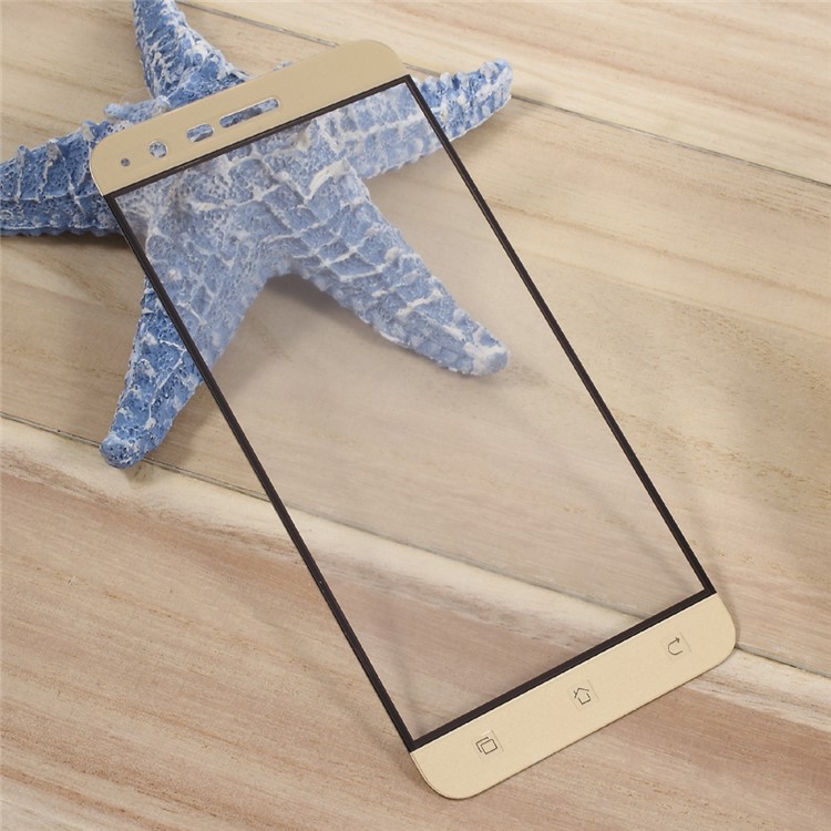Silk Print Full Cover Mobile Tempered Glass Screen Protector for Asus Zenfone 3 ZE520KL - Gold-2
