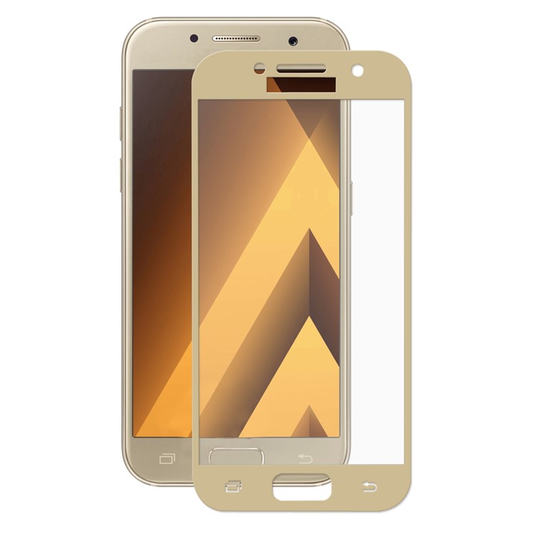 HAT PRINCE Complete Cover Tempered Glass Screen Protection Film for Samsung Galaxy A7 (2017) 2.5D 0.26mm - Gold-2