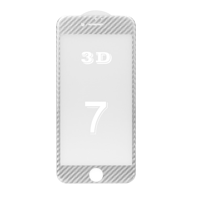 Carbon Fiber Grain 3D Full Cover Tempered Glass Screen Protector for iPhone 7 4.7 inch - Silver-2