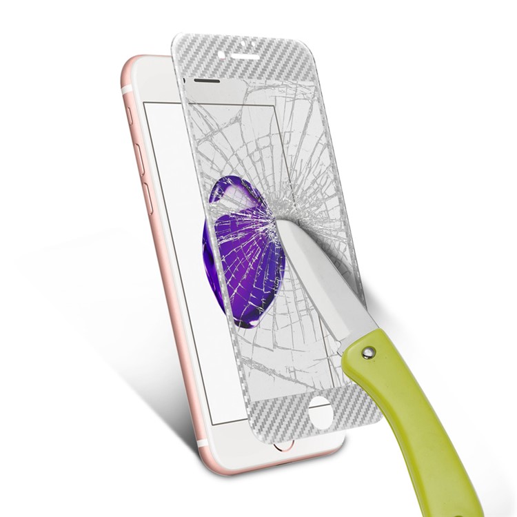 Carbon Fiber Grain 3D Full Cover Tempered Glass Screen Protector for iPhone 7 4.7 inch - Silver-6