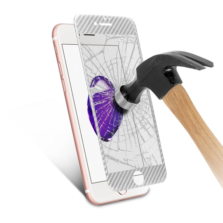 Carbon Fiber Grain 3D Full Cover Tempered Glass Screen Protector for iPhone 7 4.7 inch - Silver-7