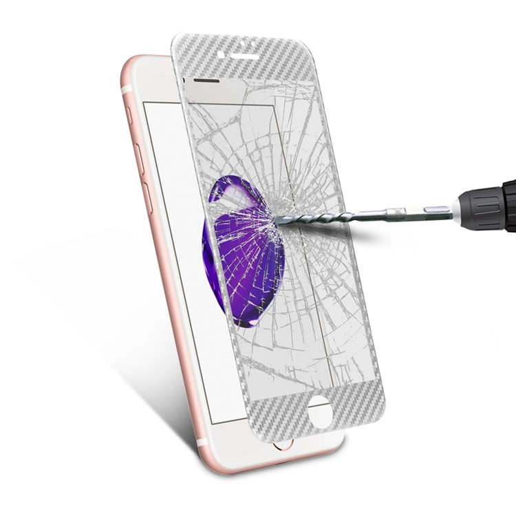 Carbon Fiber Grain 3D Full Cover Tempered Glass Screen Protector for iPhone 7 4.7 inch - Silver-8