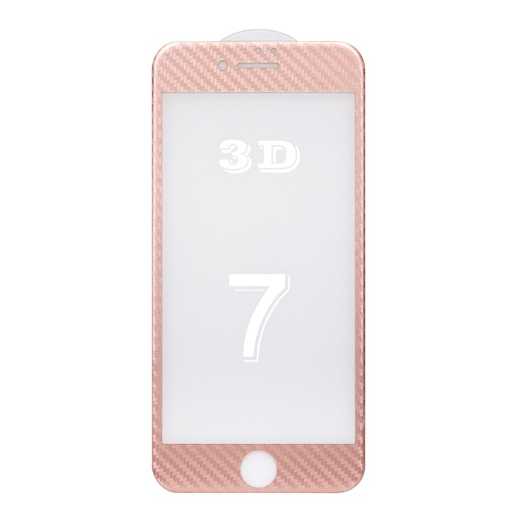 For iPhone 7 Carbon Fiber Texture 3D Complete Covered Tempered Glass Screen Protector - Rose Gold-2