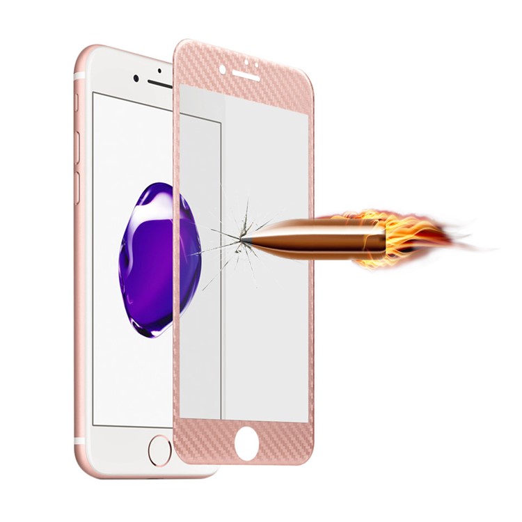 For iPhone 7 Carbon Fiber Texture 3D Complete Covered Tempered Glass Screen Protector - Rose Gold-3