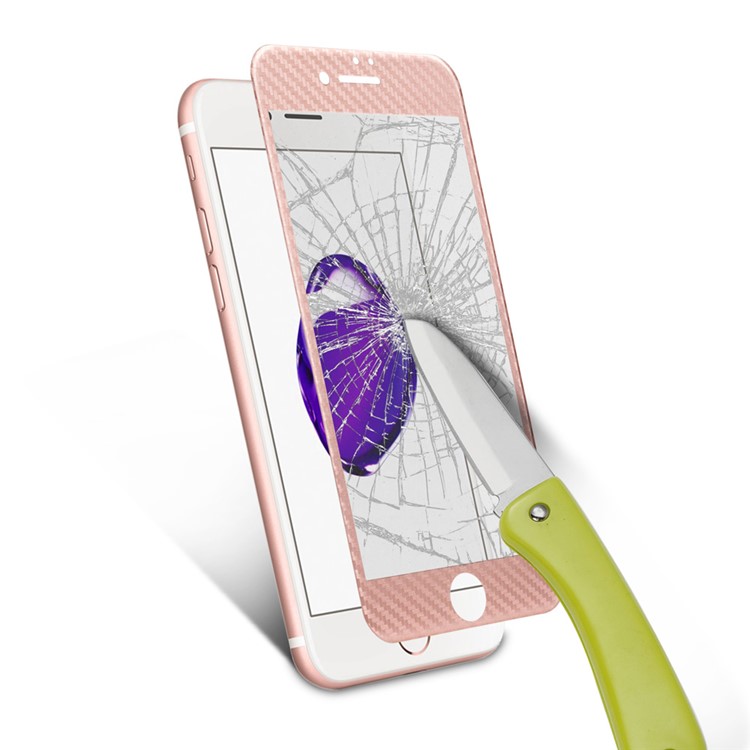 For iPhone 7 Carbon Fiber Texture 3D Complete Covered Tempered Glass Screen Protector - Rose Gold-6