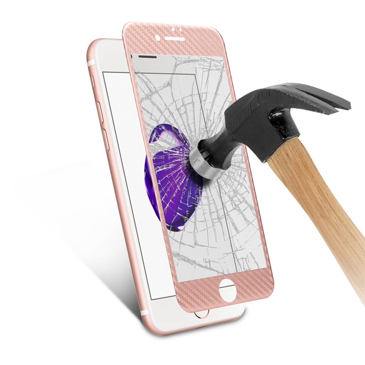 For iPhone 7 Carbon Fiber Texture 3D Complete Covered Tempered Glass Screen Protector - Rose Gold-7