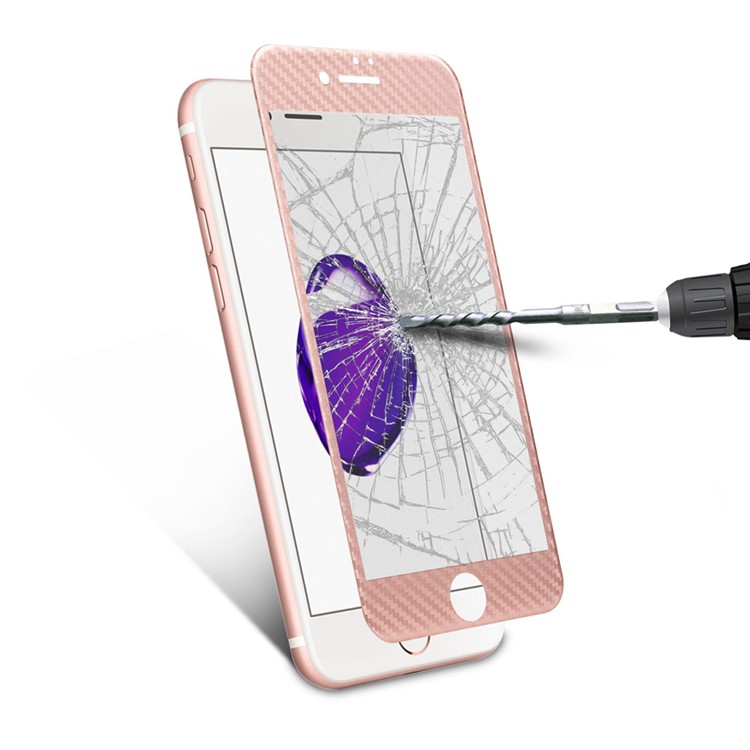 For iPhone 7 Carbon Fiber Texture 3D Complete Covered Tempered Glass Screen Protector - Rose Gold-8