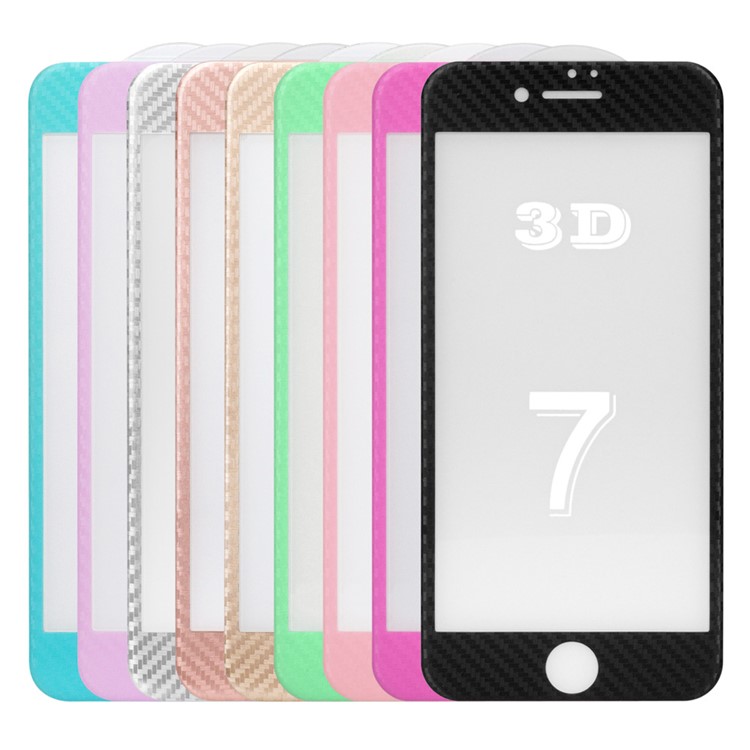 For iPhone 7 Tempered Glass Screen Protector with Carbon Fiber Texture 3D Curved Edge - Gold-10