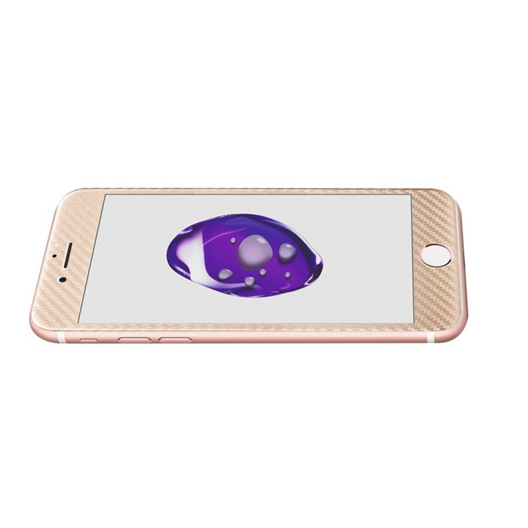 For iPhone 7 Tempered Glass Screen Protector with Carbon Fiber Texture 3D Curved Edge - Gold-4