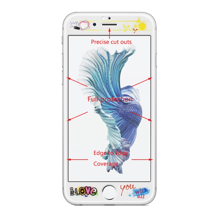 HAT PRINCE Carbon Fiber Soft Edge Full Tempered Glass Screen Protector for iPhone 6s 6 - I Love You-3