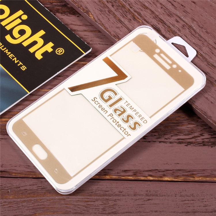 For Samsung Galaxy C7 Pro Complete Cover Tempered Glass Screen Protector Film - Gold-5