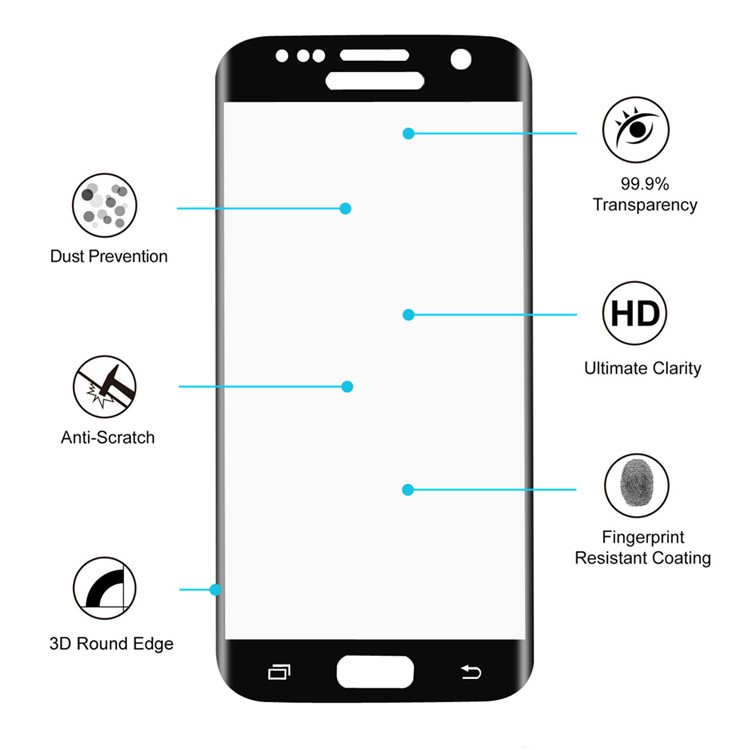 HAT PRINCE 0.26mm 3D Curved Full Size Tempered Glass Screen Protector for Samsung Galaxy S7 G930 - Black-3
