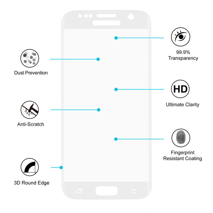 HAT PRINCE for Samsung Galaxy S7 G930 Complete Cover 9H Mobile Tempered Glass Screen Film - White-3