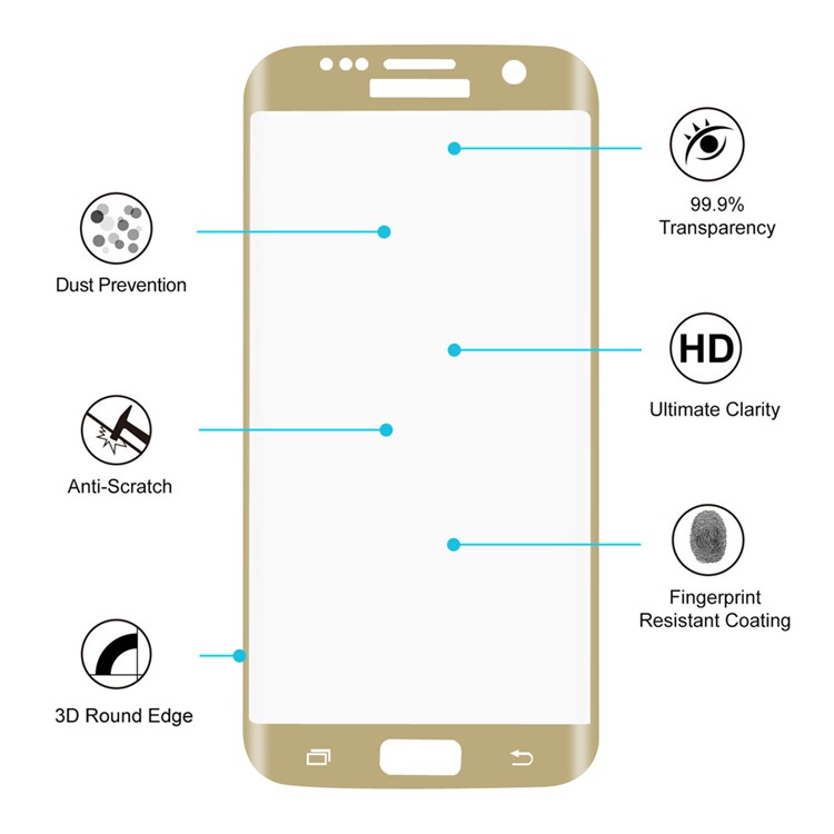 HAT PRINCE for Samsung Galaxy S7 Edge G935 Full Cover 3D 0.26mm Tempered Glass Screen Protector - Gold-3
