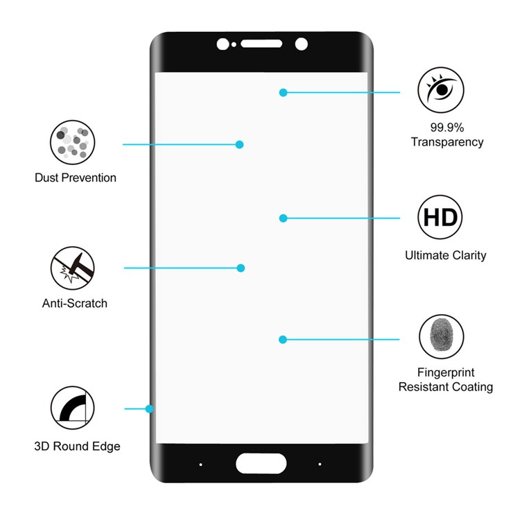 HAT PRINCE 3D Curved Full Size 0.26mm Tempered Glass Screen Protector for Xiaomi Mi Note 2 - Black-3