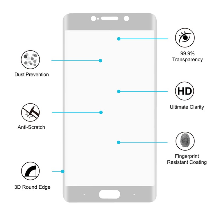 HAT PRINCE for Xiaomi Mi Note 2 Complete Cover 9H 0.26mm Mobile Tempered Glass Screen Film - Silver-3