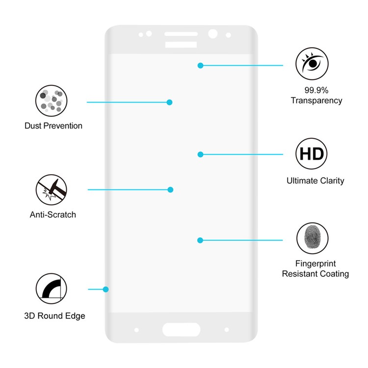 HAT PRINCE for Huawei Mate 9 Pro Full 0.26mm Tempered Glass Screen Protector - White-3