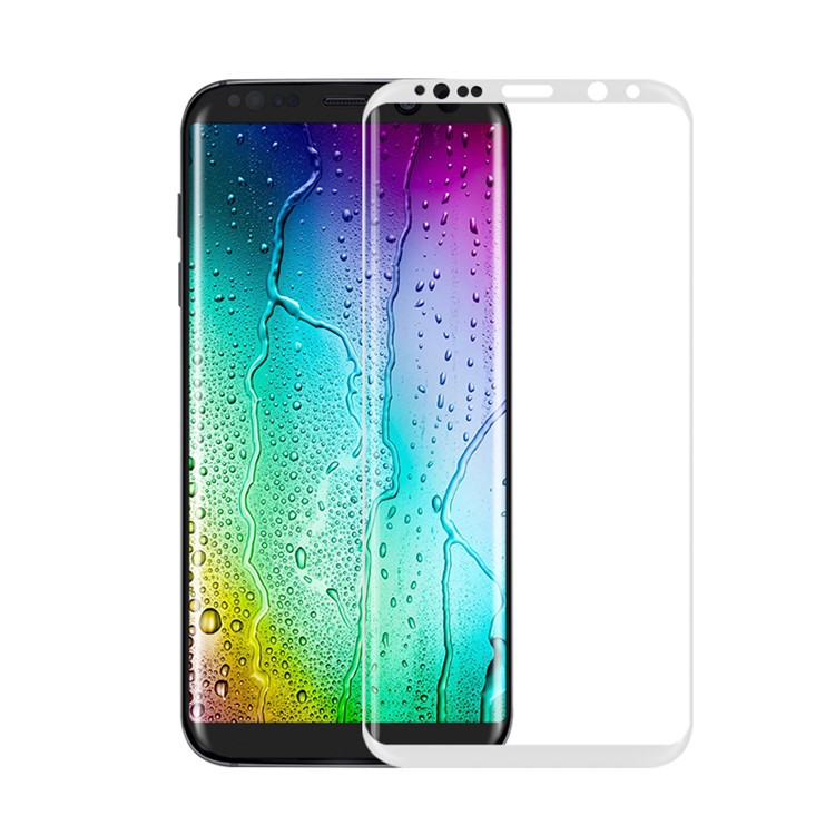 PDGD Silk Printing Curved Full Size Moilbe Tempered Glass Screen Protector for Samsung Galaxy S8 - White-1