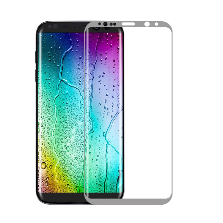 PDGD Silk Print Curved Full Size Mobile Tempered Glass Screen Protector for Samsung Galaxy S8 Plus - Silver-1