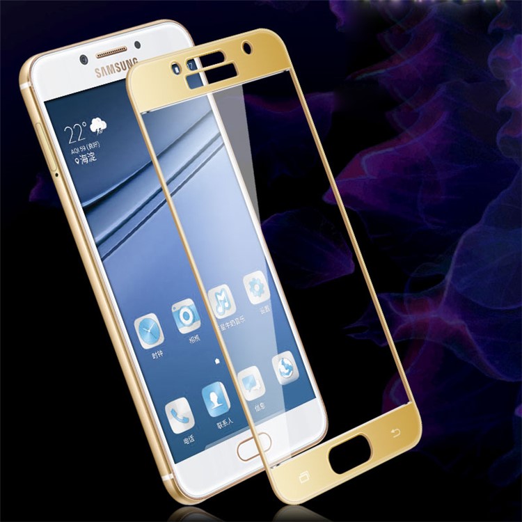 IMAK Full Size Tempered Glass Screen Film Cover for Samsung Galaxy A3 (2017) - Gold-4