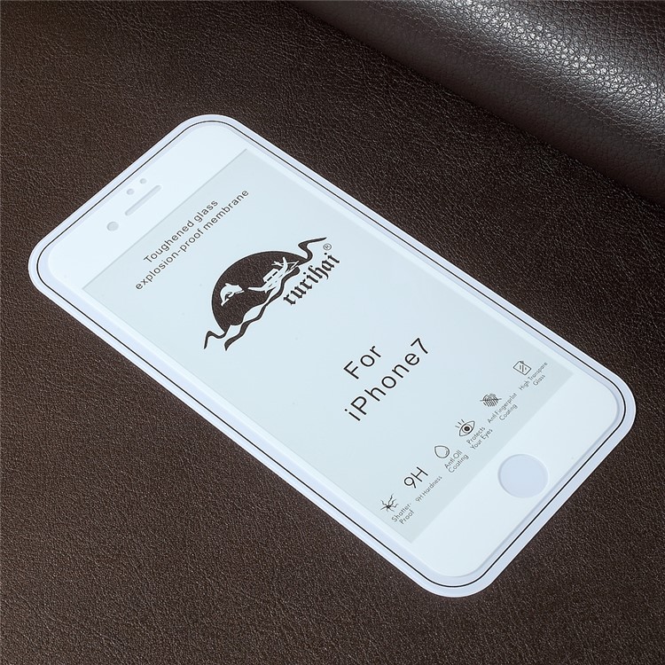 RURIHAI Solid Defense for iPhone 6s/6 4.7 Anti-blue-ray 0.1mm Thin Tempered Glass Screen Protector Full Coverage - White-2