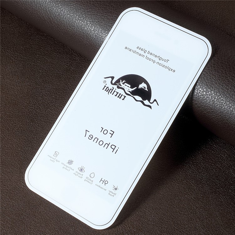 RURIHAI Solid Defense for iPhone 6s/6 4.7 Anti-blue-ray 0.1mm Thin Tempered Glass Screen Protector Full Coverage - White-4