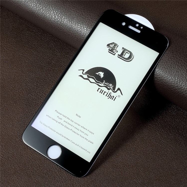 RURIHAI Solid Defense 4D Curved Anti-blue-ray Full Tempered Glass Screen Protector for iPhone 7 - Black-1