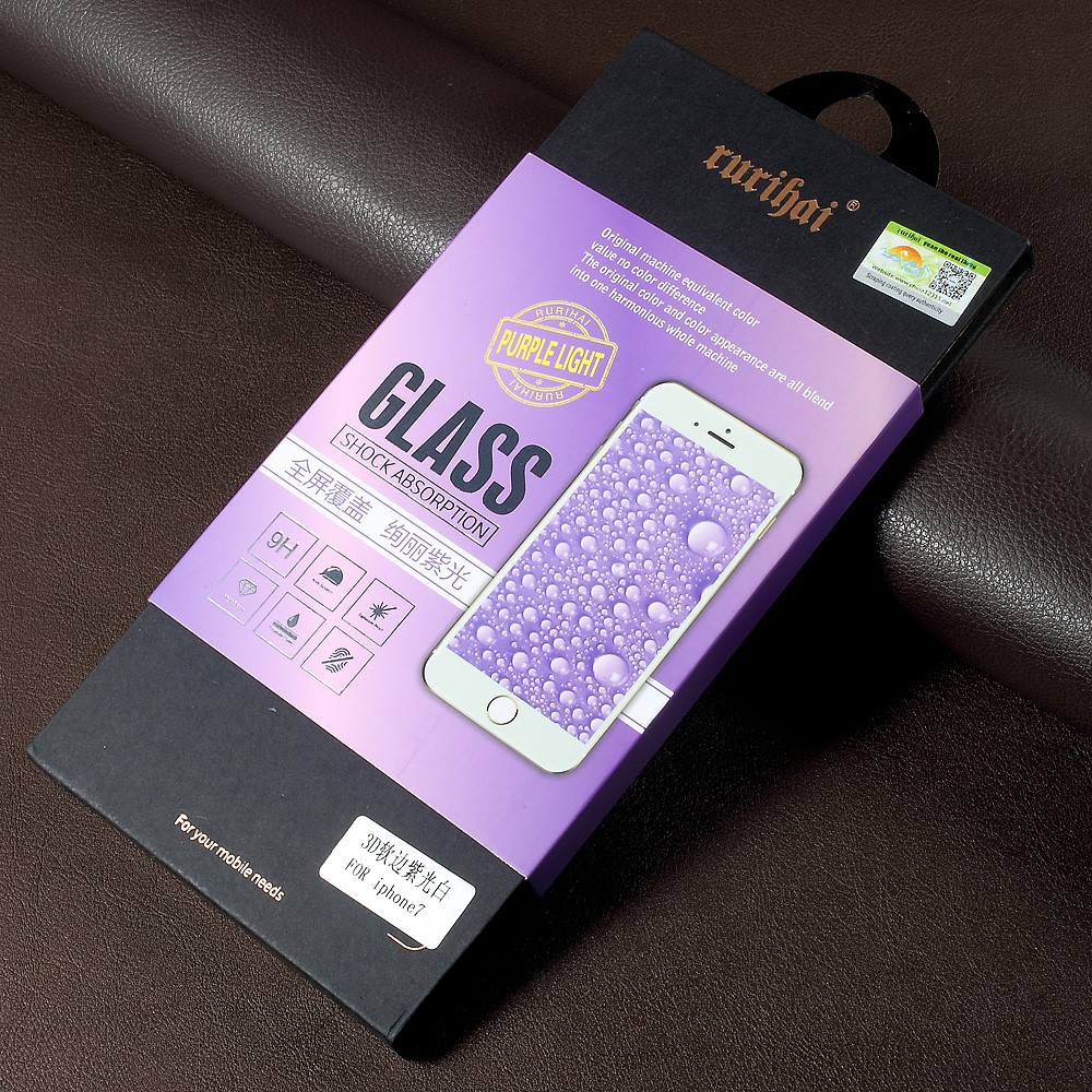 RURIHAI Anti-blue-ray Soft Edge Full Tempered Glass Screen Protector for iPhone 7 Plus 5.5 - Black-7