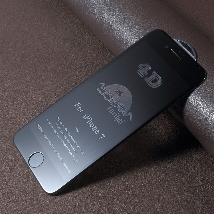 RURIHAI 4D Curved Full Size Tempered Glass Screen Protector Film for iPhone 7 Plus - Black-1