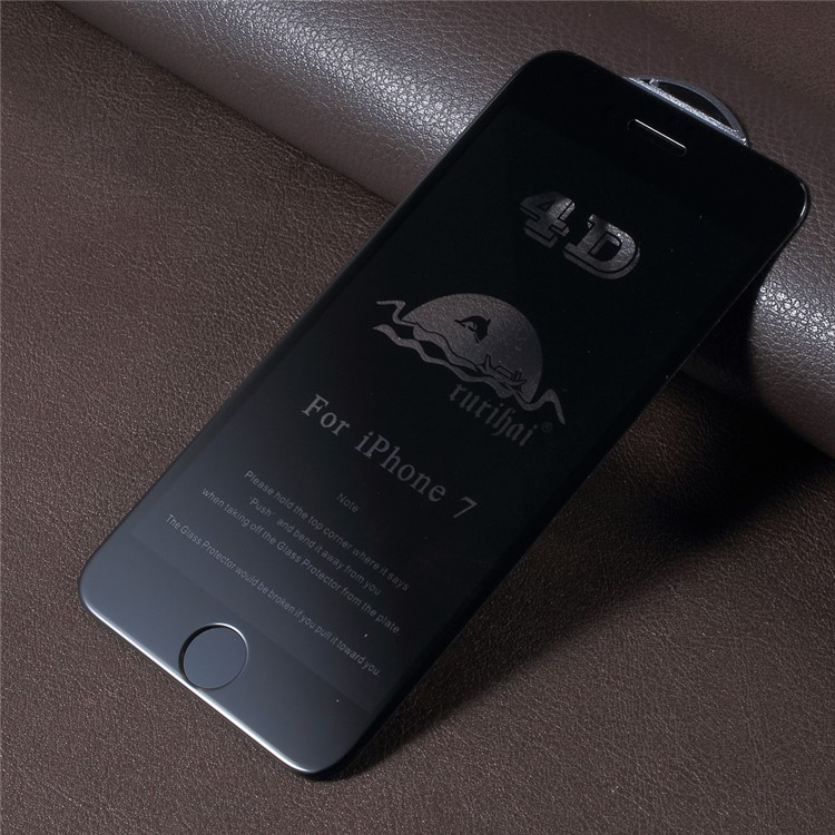 RURIHAI 4D Curved Full Size Tempered Glass Screen Protector Film for iPhone 7 Plus - Black-2