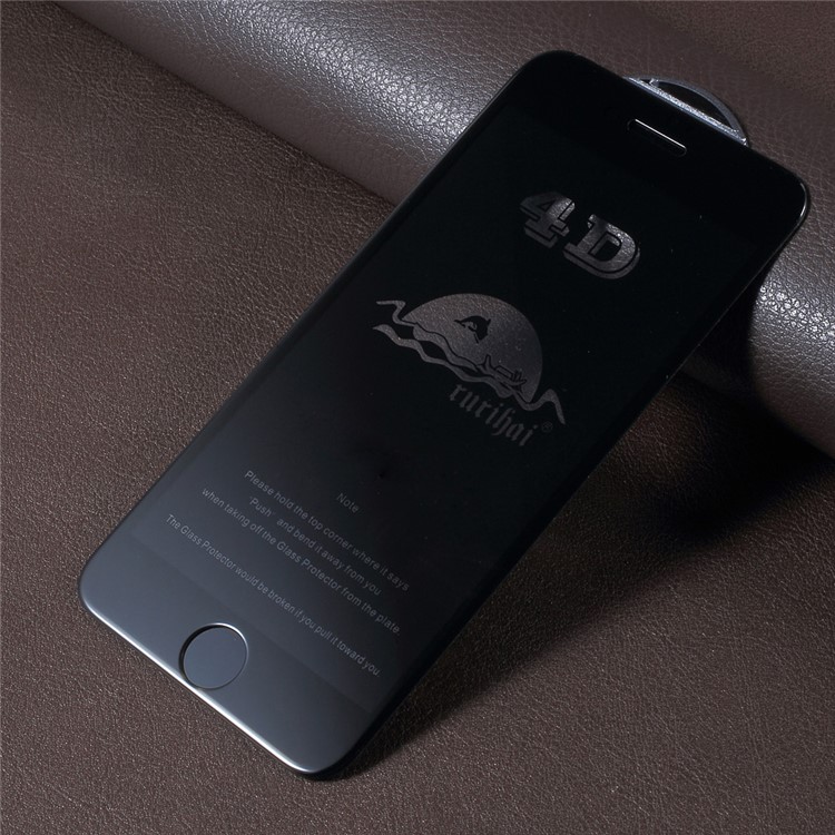 RURIHAI 4D Curved Full Covered Screen Tempered Glass Protector Guard Film for iPhone 6s 6 - Black-2