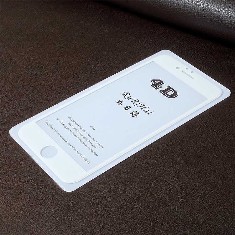 RURIHAI 4D Curved Complete Covered Tempered Glass Screen Protector Film for iPhone 6s 6 - White-3