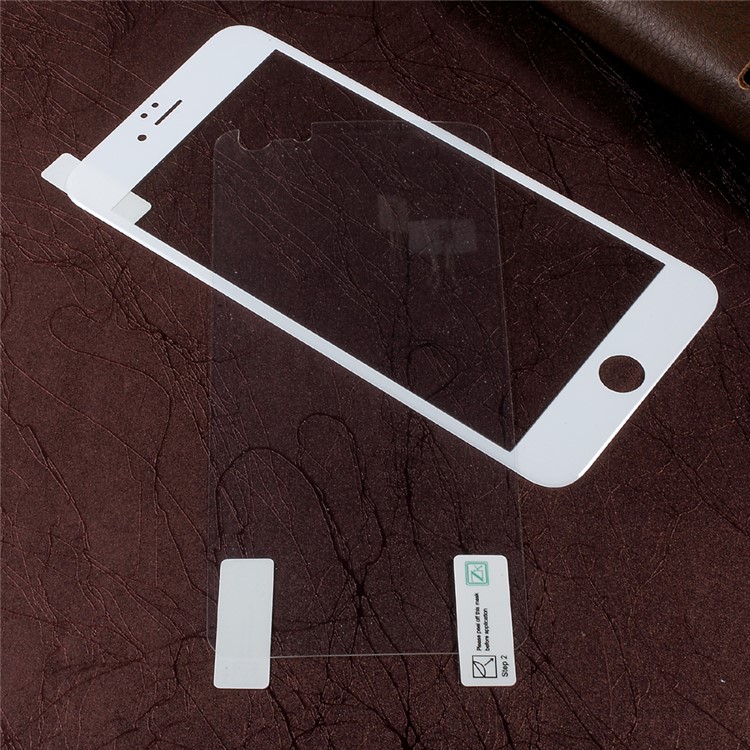 ZK Glossy Carbon Fiber Full Coverage Tempered Glass Shield Film for iPhone 6 Plus / 6s Plus - White-7