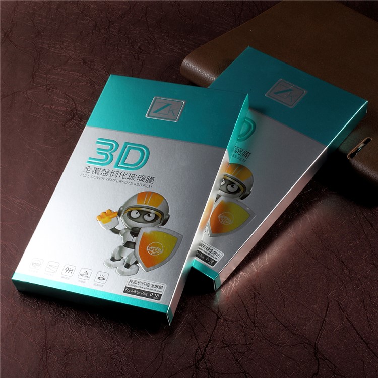 ZK Glossy Carbon Fiber Full Coverage Tempered Glass Shield Film for iPhone 6 Plus / 6s Plus - White-8