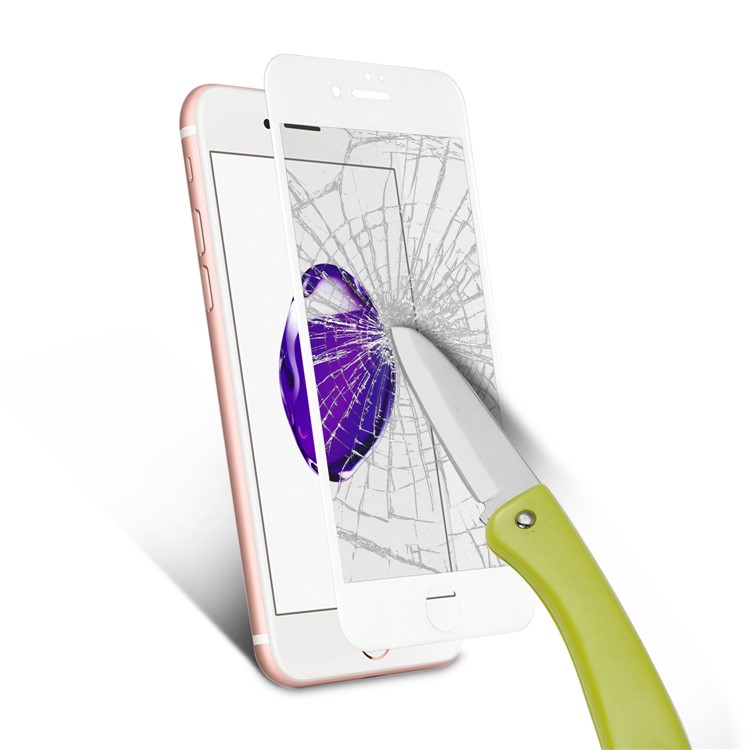 For iPhone 7 4.7 inch 0.3mm Full Coverage 3D Curved Soft Edge Carbon Fiber Tempered Glass Screen Protector Film - White-5