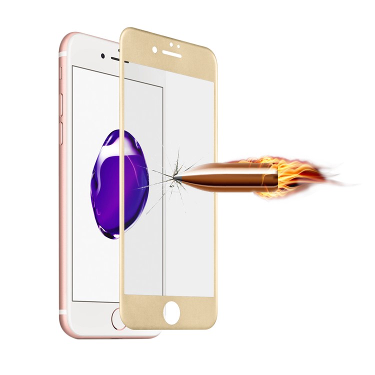 For iPhone 7 4.7 inch 0.3mm Full Coverage 3D Curved Carbon Fiber Tempered Glass Screen Protector Skin - Gold-3