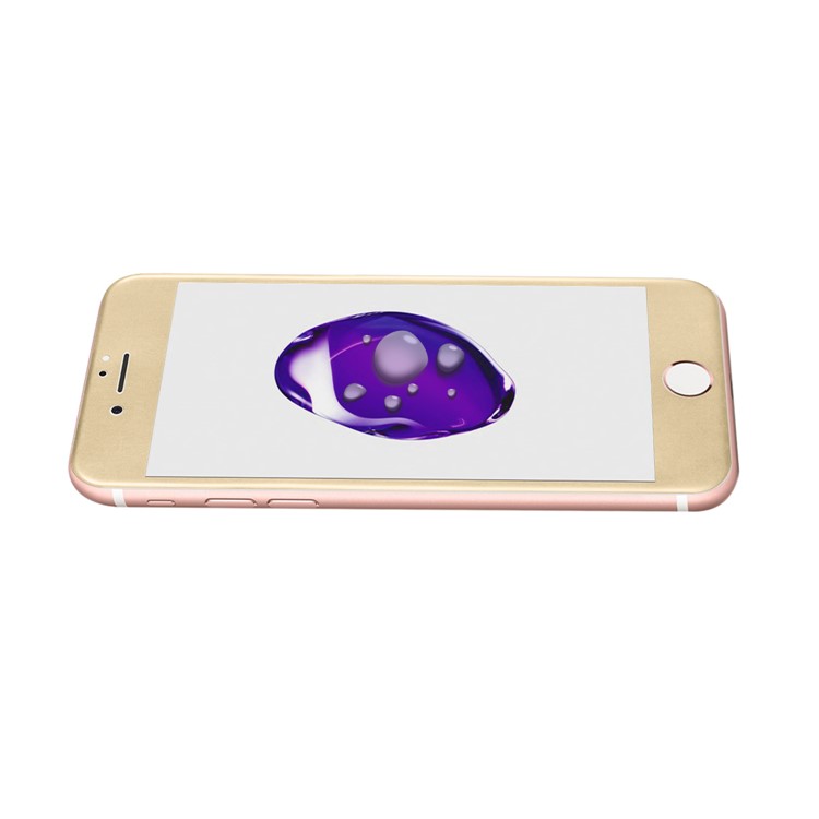For iPhone 7 4.7 inch 0.3mm Full Coverage 3D Curved Carbon Fiber Tempered Glass Screen Protector Skin - Gold-4