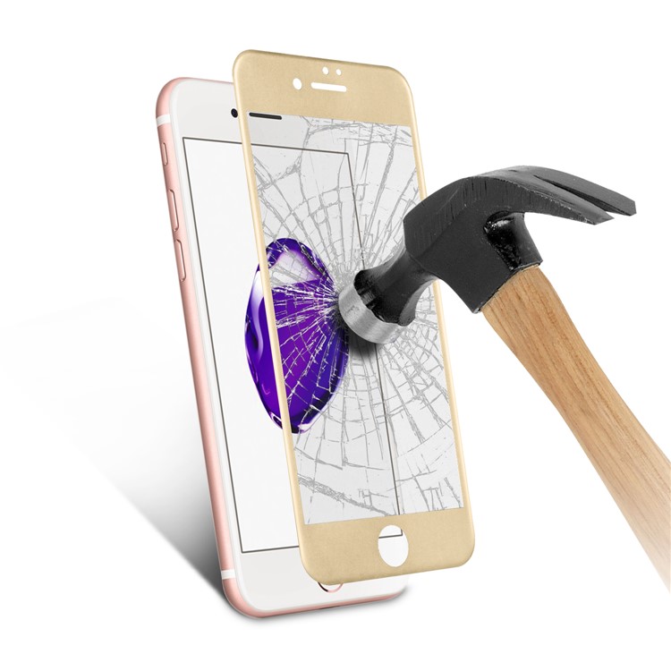 For iPhone 7 4.7 inch 0.3mm Full Coverage 3D Curved Carbon Fiber Tempered Glass Screen Protector Skin - Gold-6