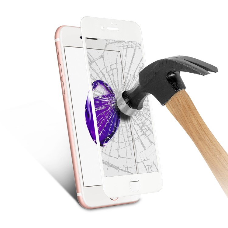 For iPhone 7 Plus 0.3mm 3D Curved Soft Carbon Fiber Edge Tempered Glass Full Screen Guard Film - White-6