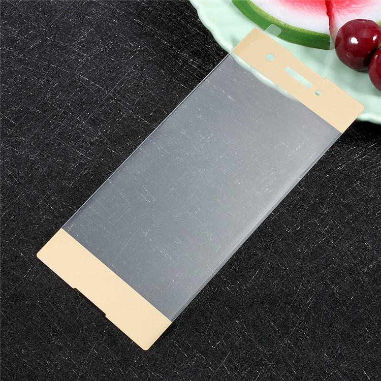 For Sony Xperia XA1 Full Size Tempered Glass Screen Protector Guard Film Silk Printing - Gold-1