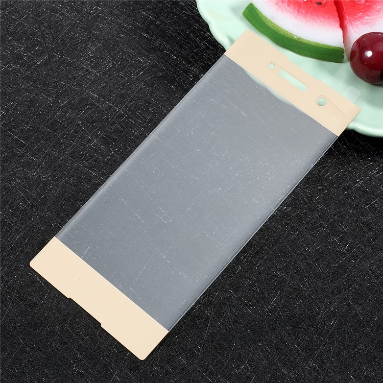 For Sony Xperia XA1 Full Size Tempered Glass Screen Protector Guard Film Silk Printing - Gold-2