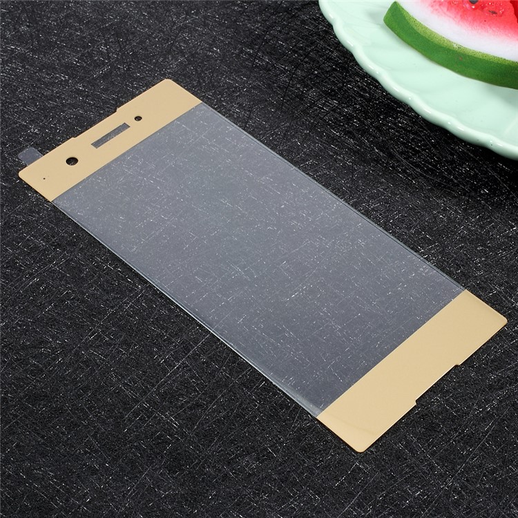 For Sony Xperia XA1 Full Size Tempered Glass Screen Protector Guard Film Silk Printing - Gold-3