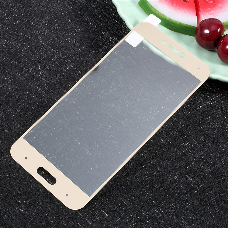 For Xiaomi Mi 5c Full Screen Cover Tempered Glass Screen Protective Film Silk Printing - Gold-1